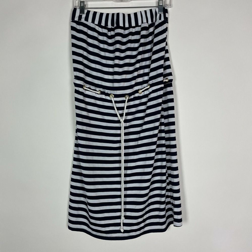 SAINT TROPEZ WEST Dress Womens Size L Blue White Striped Sleeveless Jersey New